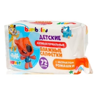 Салфетки влажные 72шт Bambolina с ромашкой /24