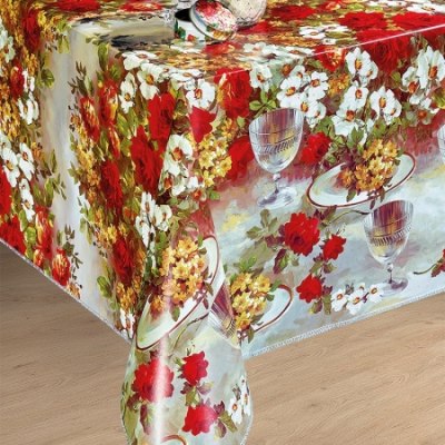 Клеенка DEKORAMA 141А бокал и цветы 1,4*20м Турция