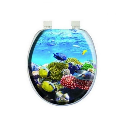 Сиденье для унитаза AQUADOMER, мягкое арт3083 'Аквариум' Турция /17