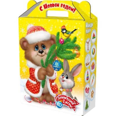 Коробка 1,0кг ПОДАРОК 'Милашки' (с анимацией и игрой) УФ/100