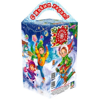 Коробка 0,8кг ЧЕТЫРЕХГРАНКА БОЛЬШАЯ 'Детишки' (с анимацией) УФ /250