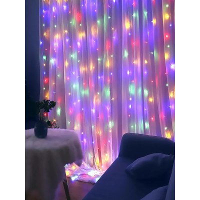 Гирлянда ЗАНАВЕС прозрачный шнур 3м*2м 320L РАЗНОЦВЕТНАЯ