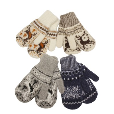 Варежки женские шерстянные с узором