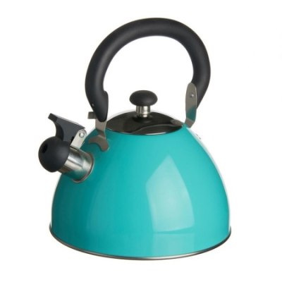 Чайник из нерж.стали 2,5л со свистком Бирюзовый КТ-106F /12
