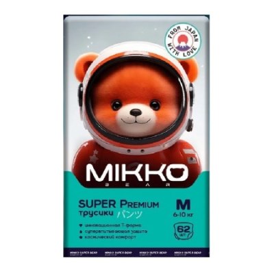 Подгузники-трусики для детей MIKKO bear Super Premium M (6-10 кг) 62 шт /3