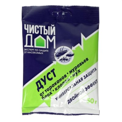 Дуст от тараканов, муравьев, блох, клопов Чистый дом 50гр /50 ВХ