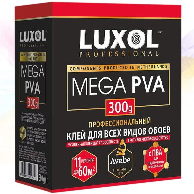 Клей обойный LUXOL MEGA PVA(professional) 300гр.коробка