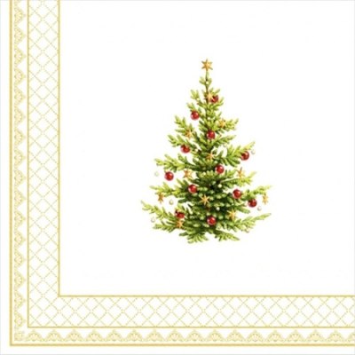 Салфетки бумажные 33*33 Bouguet 20л 3сл Новый Год Новогодняя скатерть с елочкой /12 25405