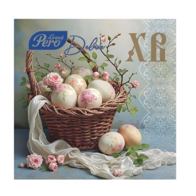 Салфетки бумажные 33*33 GrandPero 3сл 20л Винтажная ПАСХА /12 5242