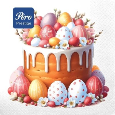 Салфетки бумажные 33*33 Pero 3сл 20л Пасхальное угощение ПАСХА /12 3750