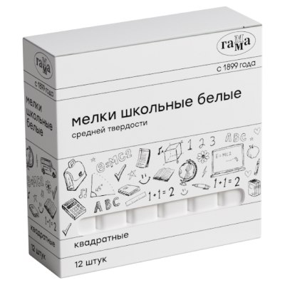 Мел белый школьный 12шт средней твердости Гамма арт.0213 \15