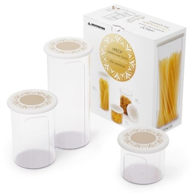 Емкость для сыпучих продуктов пласт Набор 3шт ЭСТЕТИКА М8748 круглые /8