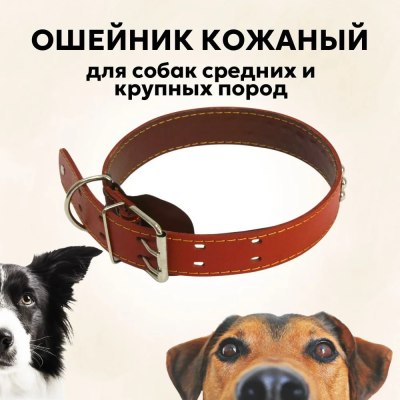 Ошейник для собак кожа 30мм 68см 28-88