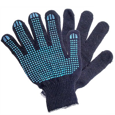 Перчатки х\б с ПВХ 7,5 класс 7нит с ПВХ Черные \10\200\300