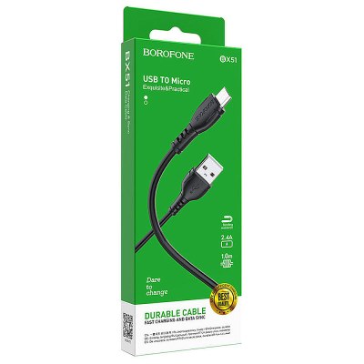 Зарядный кабель microUSB Borofone BX51 Triumph длина 1м ток до 2,4А