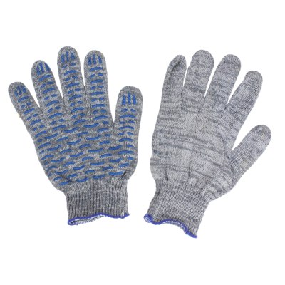 Перчатки х\б с ПВХ 10 класс 4 нит ВОЛНА СЕРЫЕ \10\300