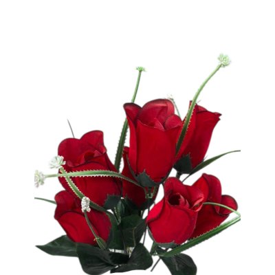 Цветок искусственный 25-104Н Т-23 роза 7 бутонов красная   \40