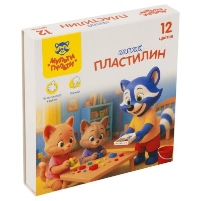 Пластилин 12цв. со стеком Мульти-Пульти 'Енот и друзья' 120гр