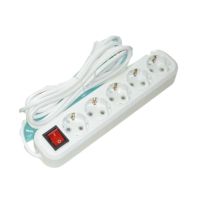 Удлинитель 5гн. 3м ElektrOnika с/з+ВЫКЛ белый 72-27 \45