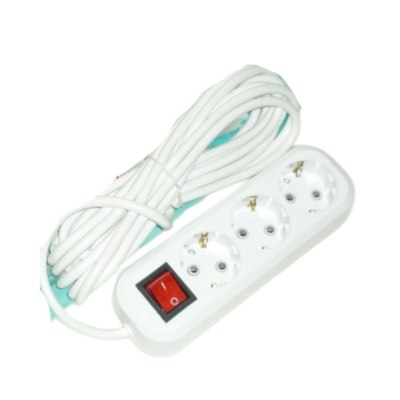 Удлинитель 3гн. 5м ElektrOnika с/з+ВЫКЛ белый 4W-41 \40