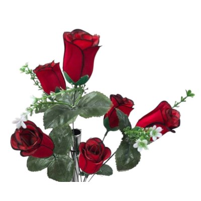 Цветок искусственный 25-108Н  Роза 6 бутонов с черн.обод 40см А-33  \40