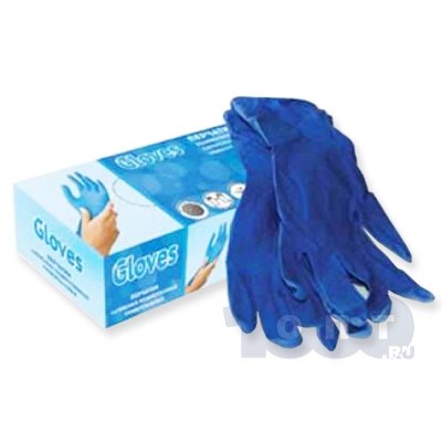 Перчатки латекс р-р M син. GLOVES цена за уп. 25пар \250