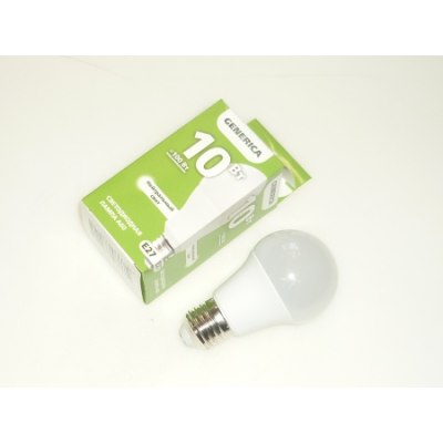 Эл.лампа GENERIСA А60 10вт 230В Е27 4000К LED /100