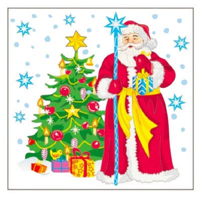 Салфетки бумажные 24*24 Новый год Ель